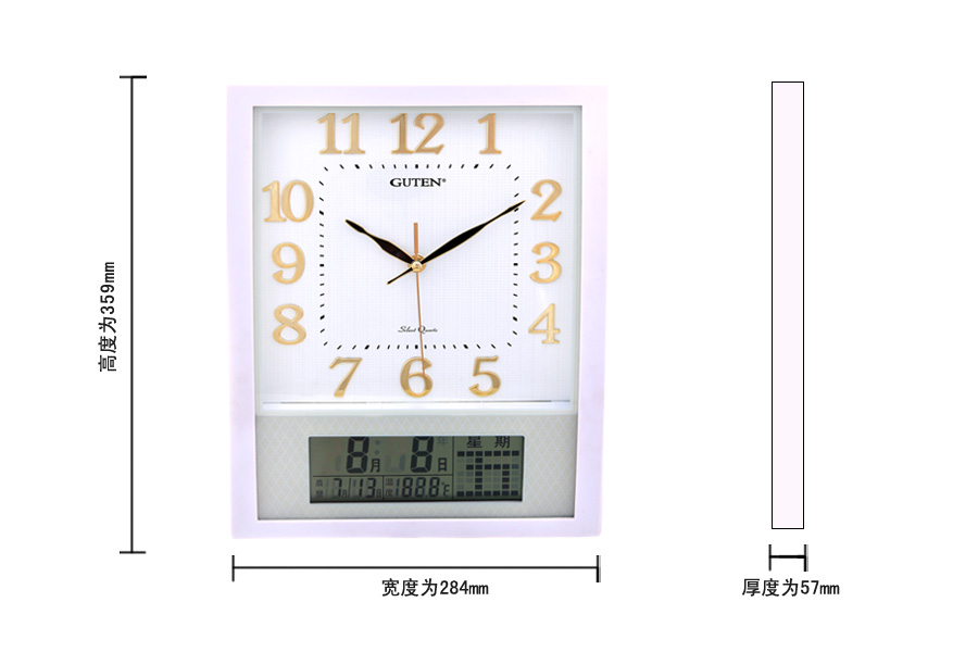 GD192-1立体烫金刻度LCD功能挂钟